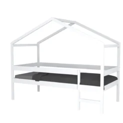 Lit cabane enfant bois blanc laqué 90x190 - LT14054