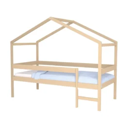 Lit cabane enfant bois naturel laqué 90x190 - LT14052