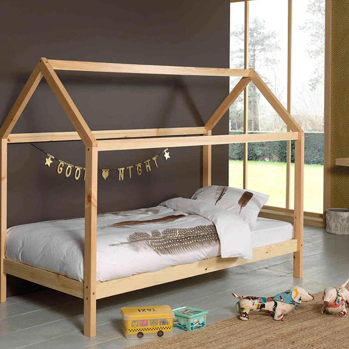Lit cabane enfant en bois massif 90x200 - LT2020