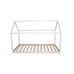 Lit cabane enfant inspiration Montessori en bois blanc - LT14004