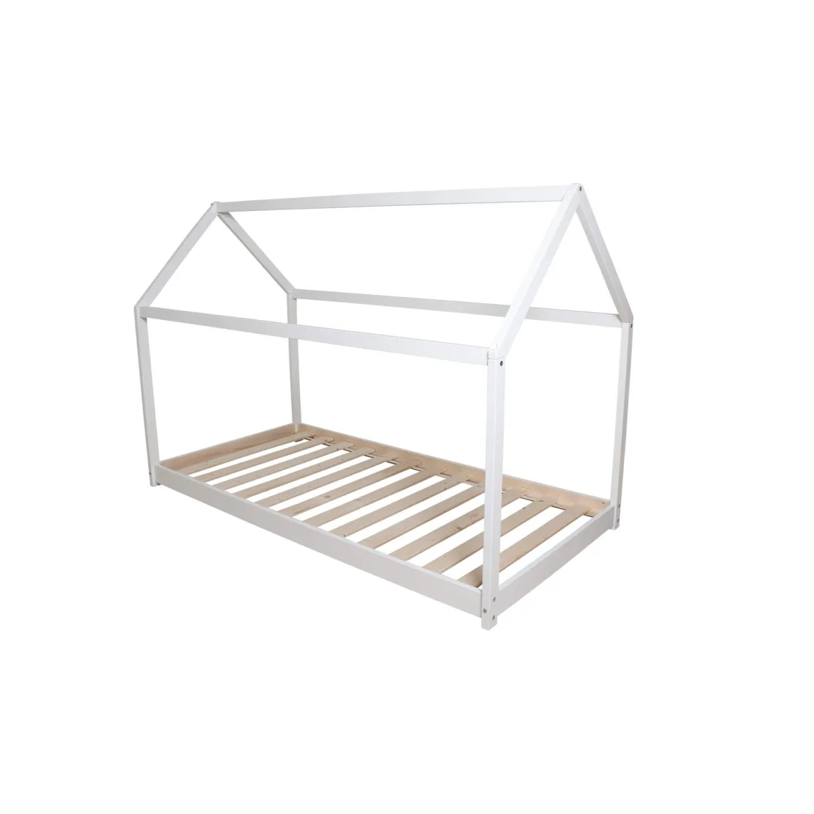 Lit cabane enfant inspiration Montessori en bois blanc - LT14004