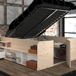 Lit coffre avec multiples rangements 140x190/200