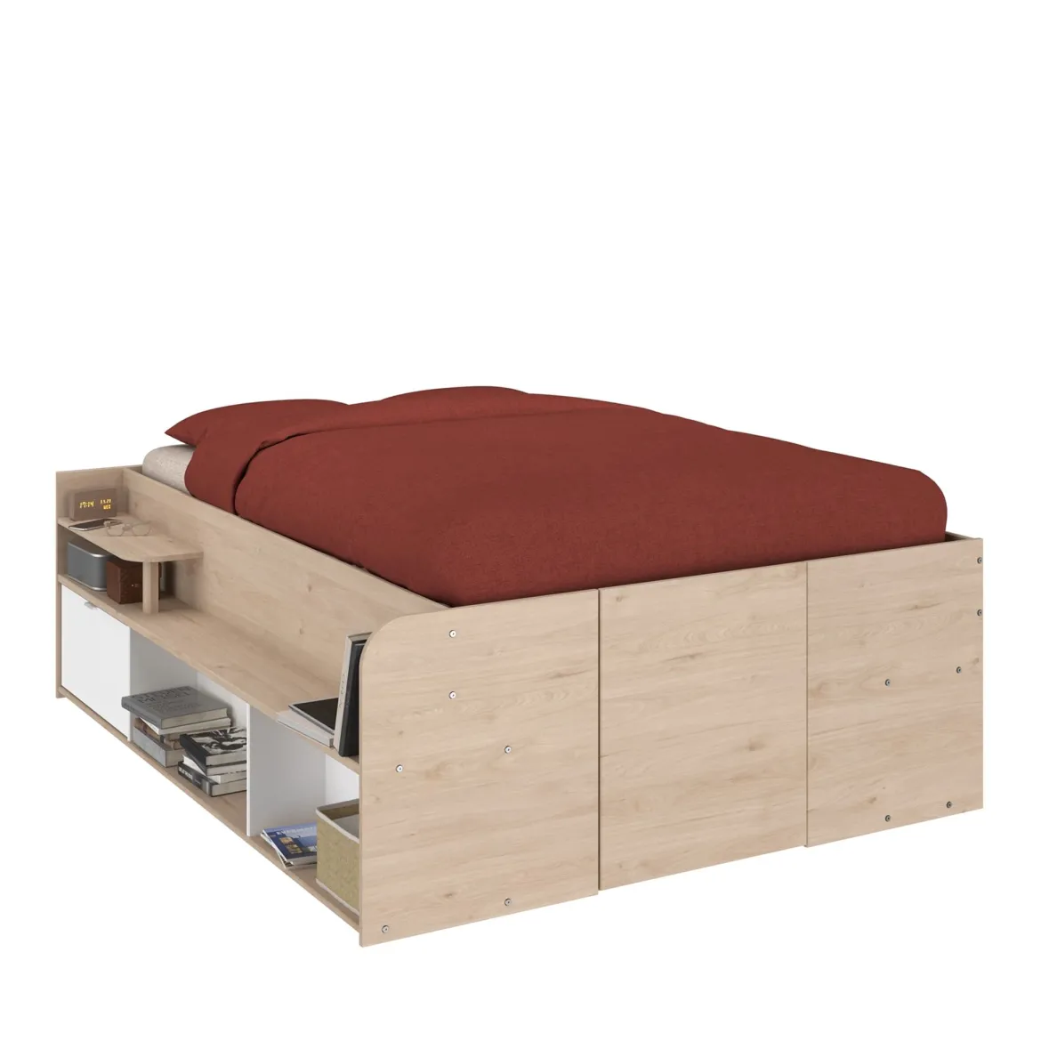 Lit coffre avec multiples rangements 140x190/200