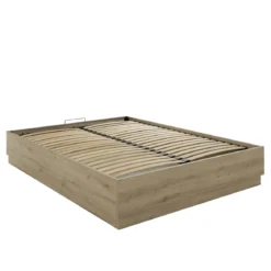 Lit coffre en bois décor chêne Terre de Nuit Teddy