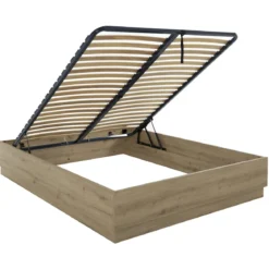 Lit coffre en bois décor chêne Terre de Nuit Teddy