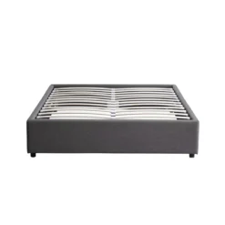 Lit coffre en bois massif anthracite avec sommier à lattes - LT17017