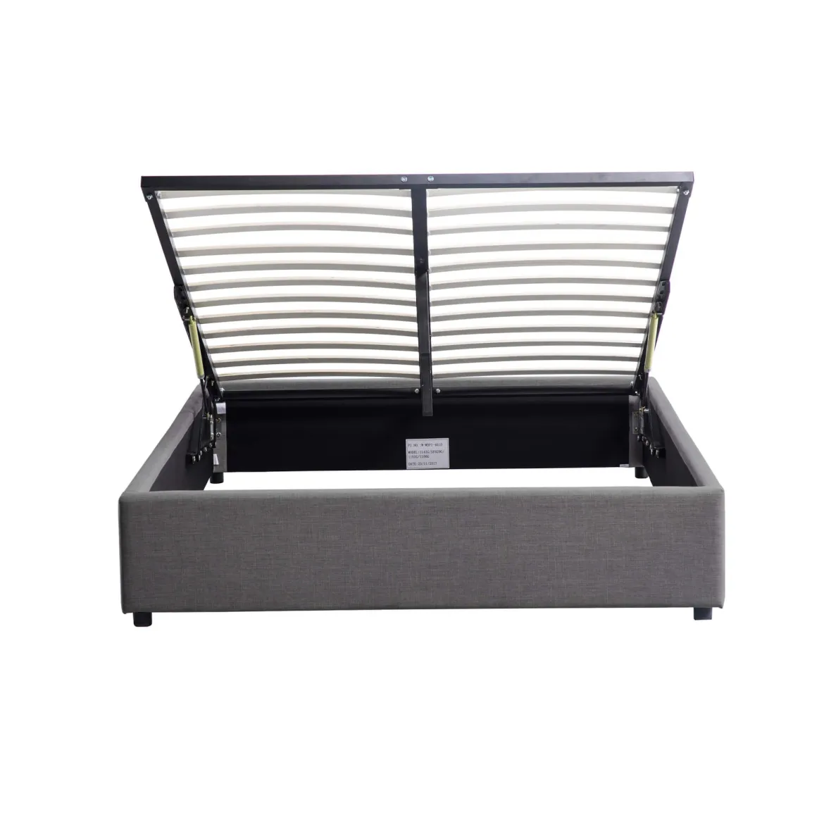 Lit coffre en bois massif anthracite avec sommier à lattes - LT17017