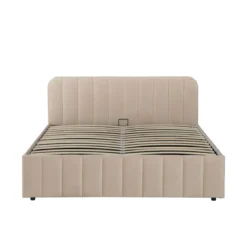 Lit coffre en velours avec tête de lit rembourrée