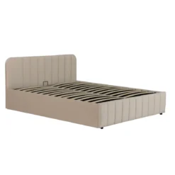 Lit coffre en velours avec tête de lit rembourrée