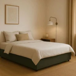 Lit coffre en velours côtelé grosses côtes
