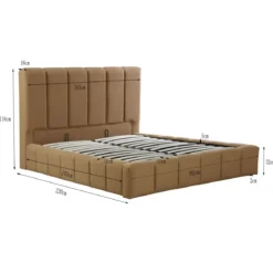 Lit coffre en velours matelassé