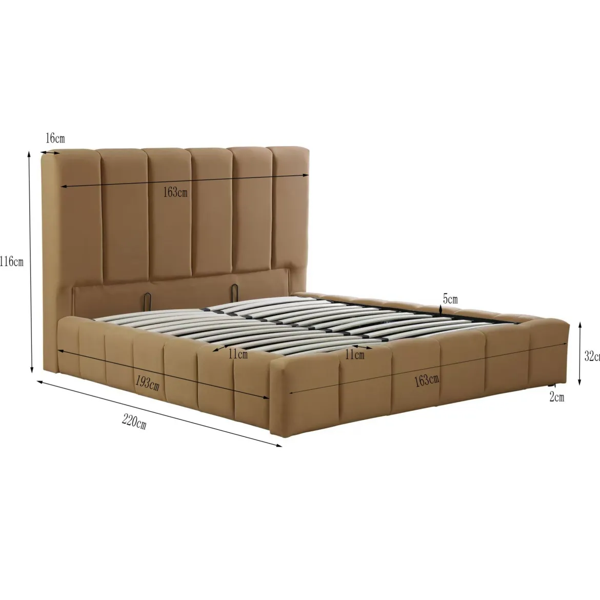 Lit coffre en velours matelassé