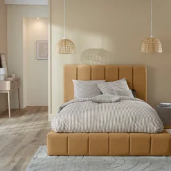 Lit coffre en velours matelassé
