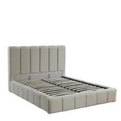 Lit coffre en velours matelassé