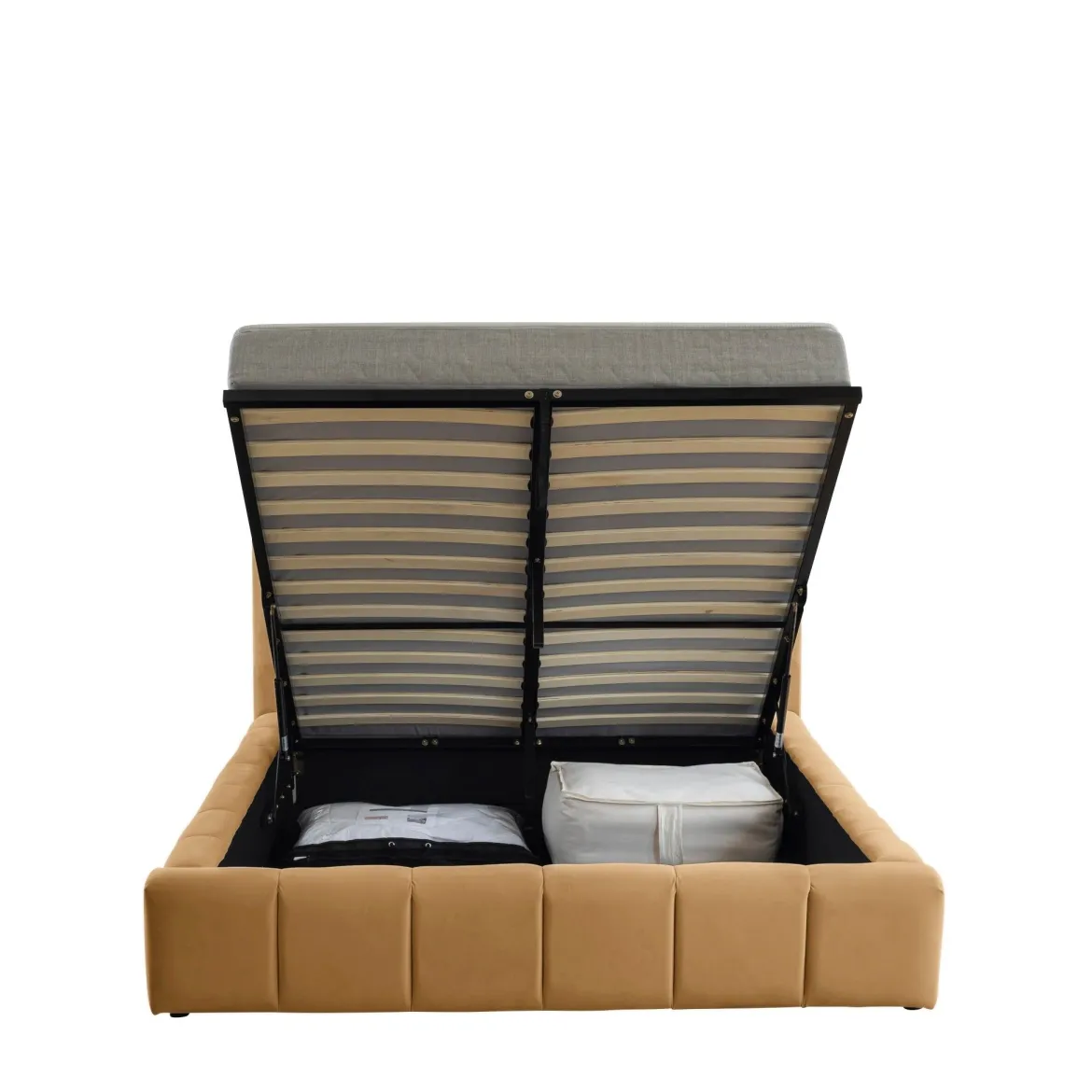 Lit coffre en velours matelassé