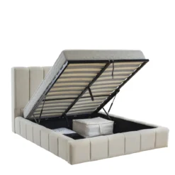 Lit coffre en velours matelassé