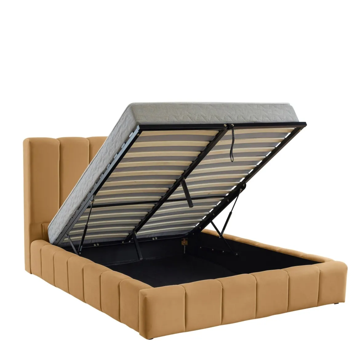 Lit coffre en velours matelassé