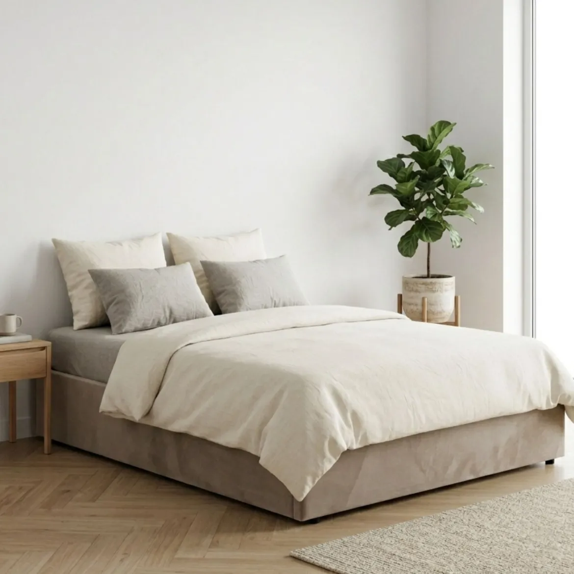 Lit coffre velours Terre de Nuit