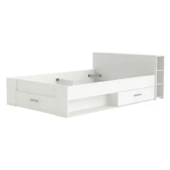 Lit en bois avec tiroir blanc perle - LT177