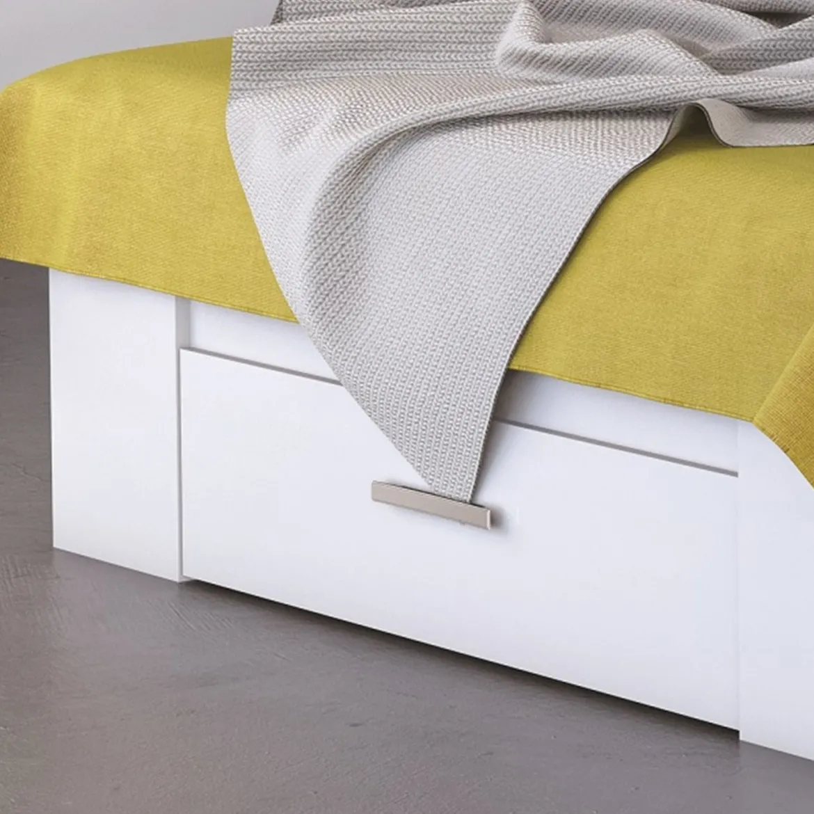 Lit en bois avec tiroir blanc perle - LT177