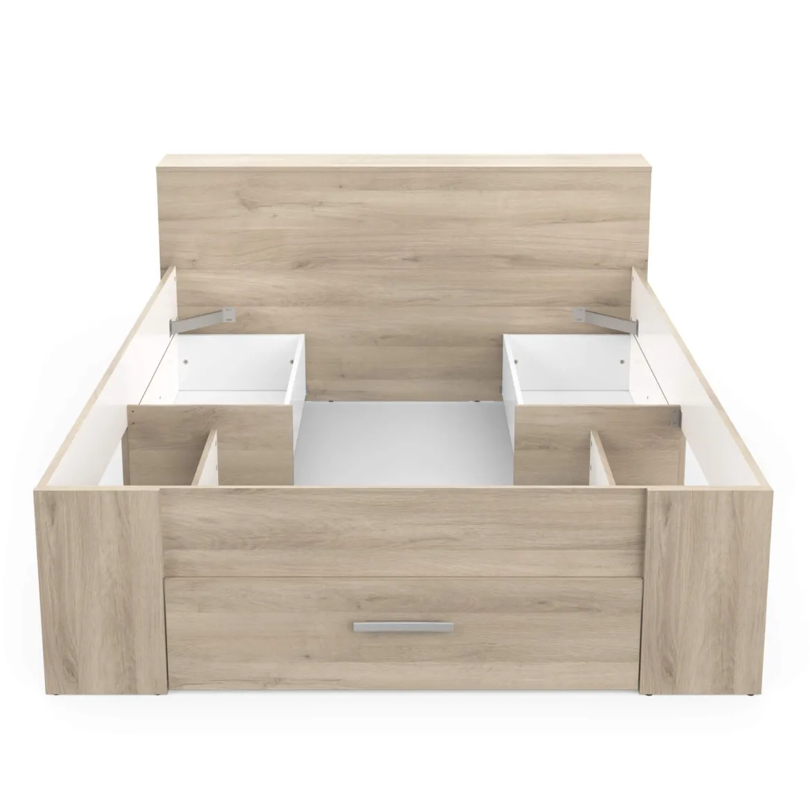 Lit en bois avec tiroir imitation chêne kronberg - LT177