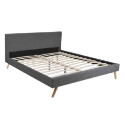 Lit en bois avec tissu anthracite - LT14009