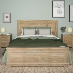 Lit en bois clair imitation châtaignier - LT5066