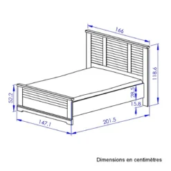 Lit en bois clair imitation châtaignier - LT5066