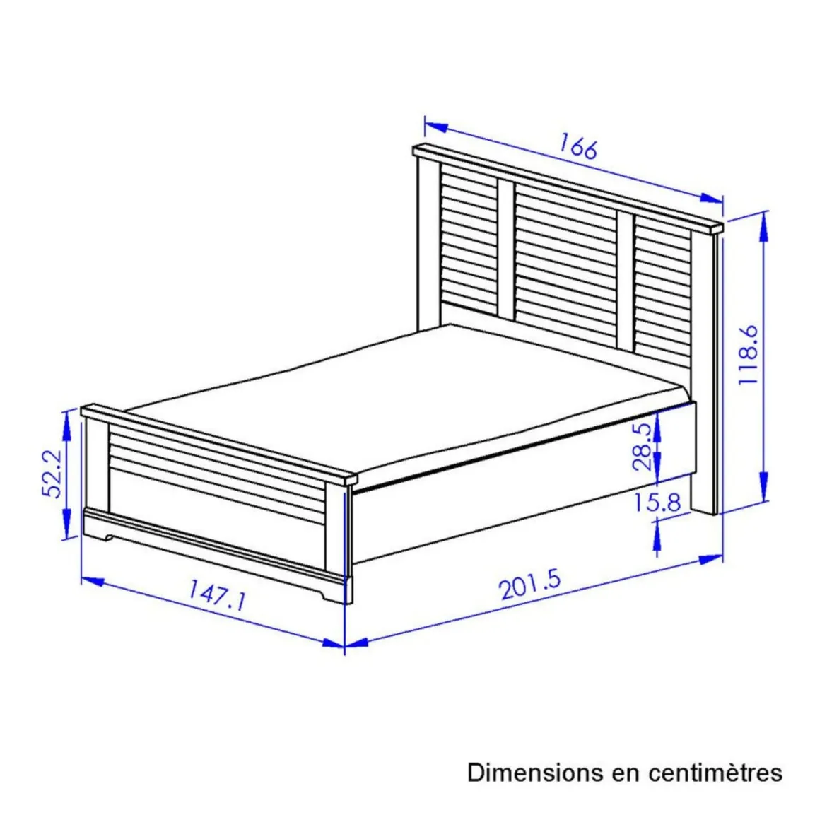 Lit en bois clair imitation châtaignier - LT5066
