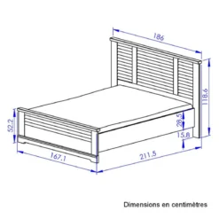 Lit en bois clair imitation châtaignier - LT5066