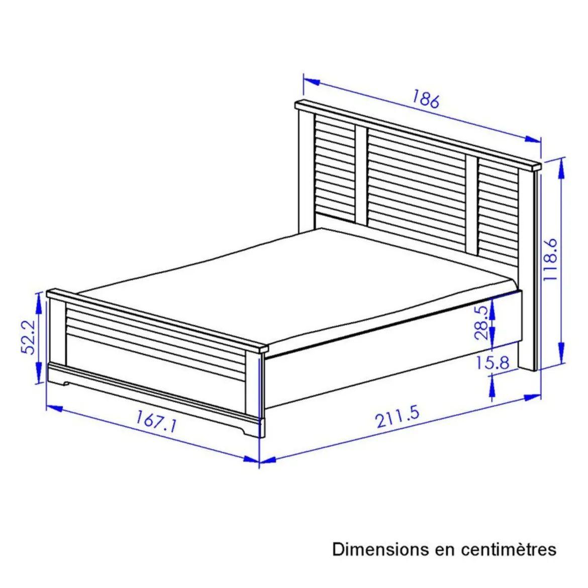 Lit en bois clair imitation châtaignier - LT5066