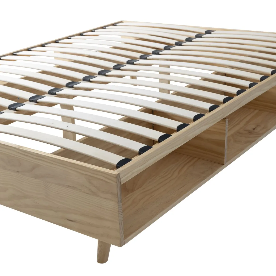 Lit en bois massif naturel avec rangements - LT17024