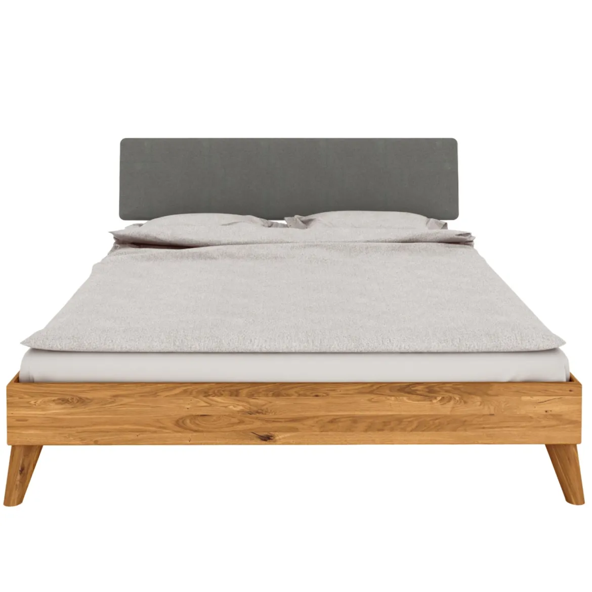 Lit en chêne massif avec tête de lit en tissu - LT36010