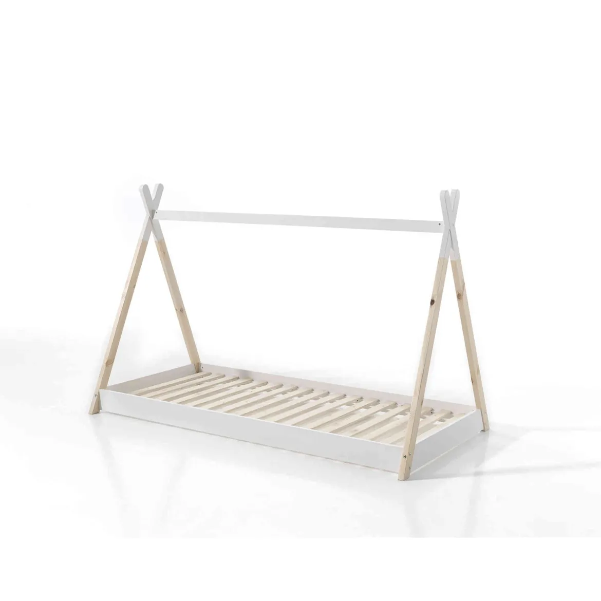 Lit enfant tipi inspiration Montessori en bois blanc - Terre de Nuit