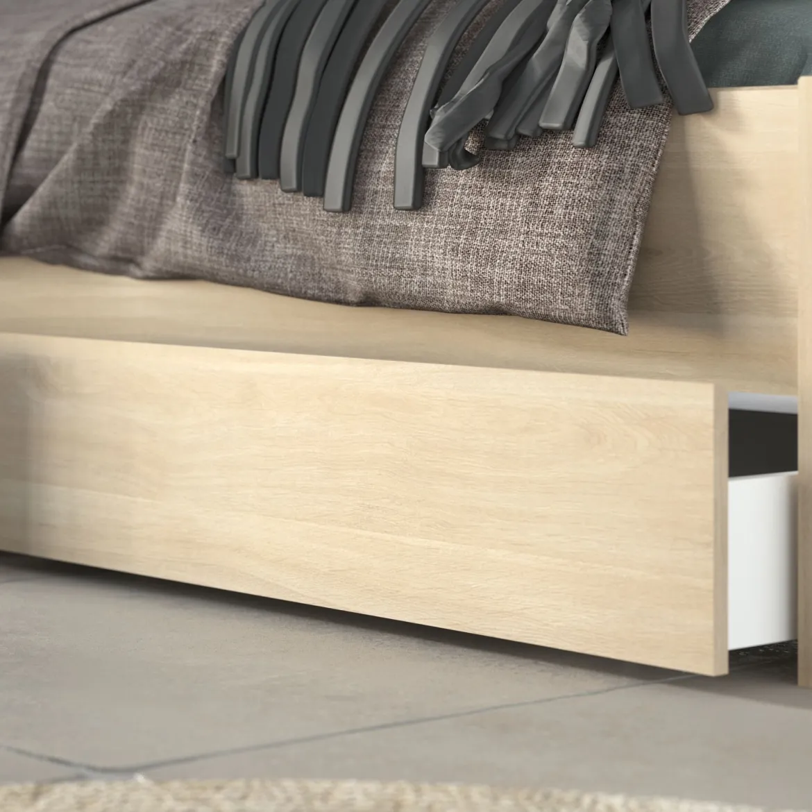 Lit enfant 90x190/200 chevet et tiroirs inclus bois naturel CLEM