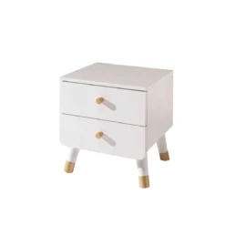 Lit enfant 90x200 en bois massif + chevet enfant 2 tiroirs - CB2031