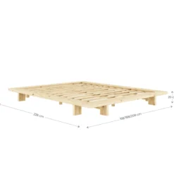 Lit en pin massif avec tables de chevet JAPAN