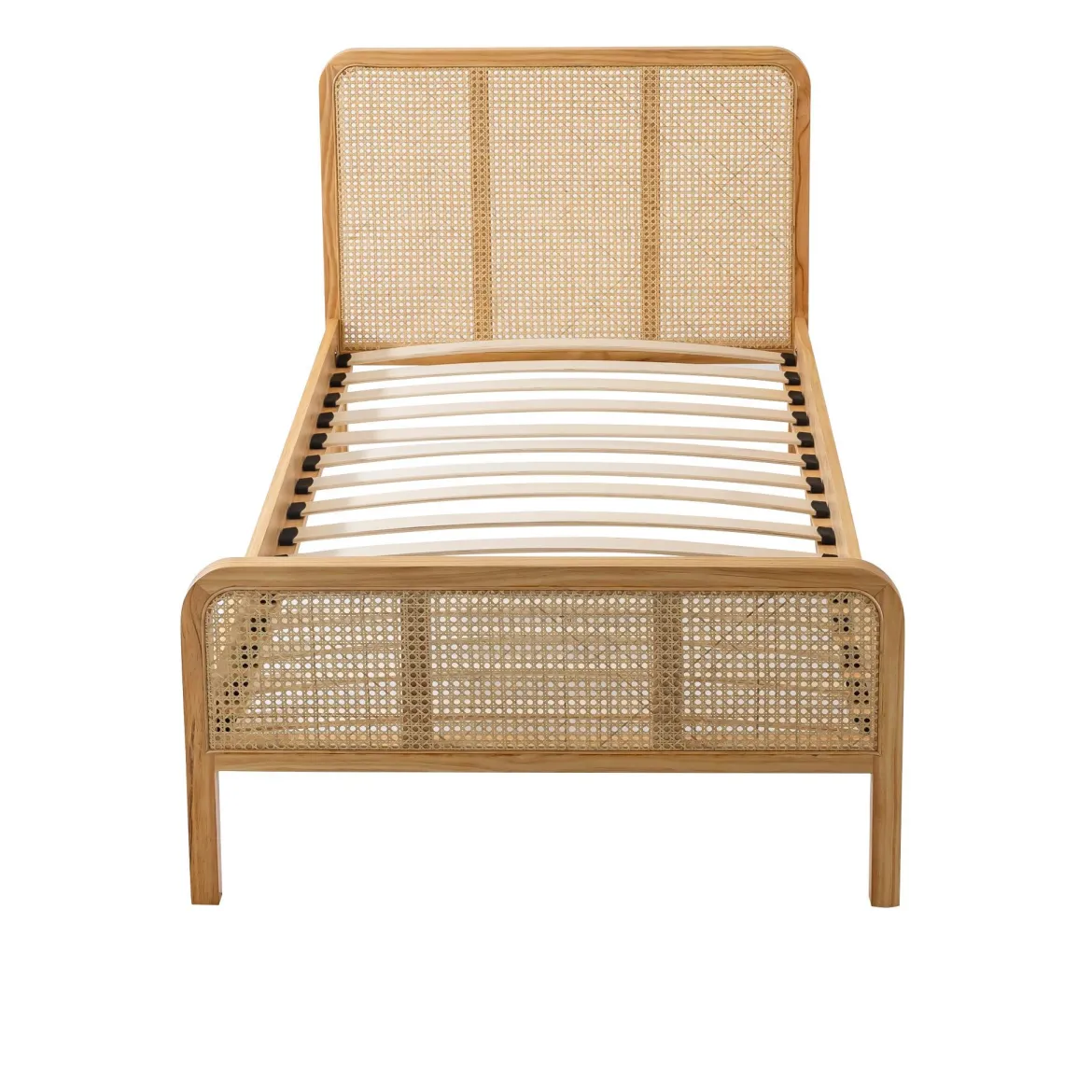 Lit en pin massif avec véritable cannage + table de chevet cannage ANNA
