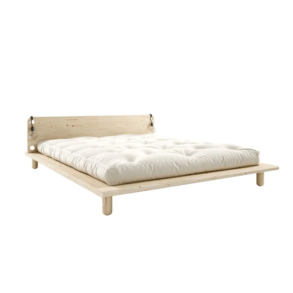 Lit en pin massif naturel PEEK BED avec tête de lit fonctionnelle