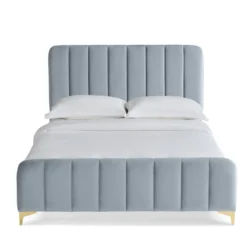Lit en velours avec pieds en métal dorés Terre de Nuit