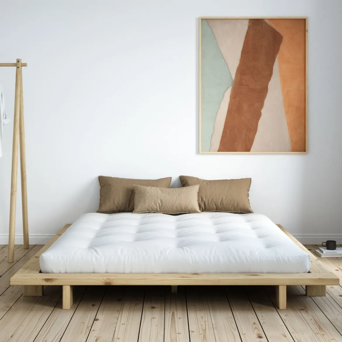 Lit futon JAPAN + matelas futon COMFORT écru