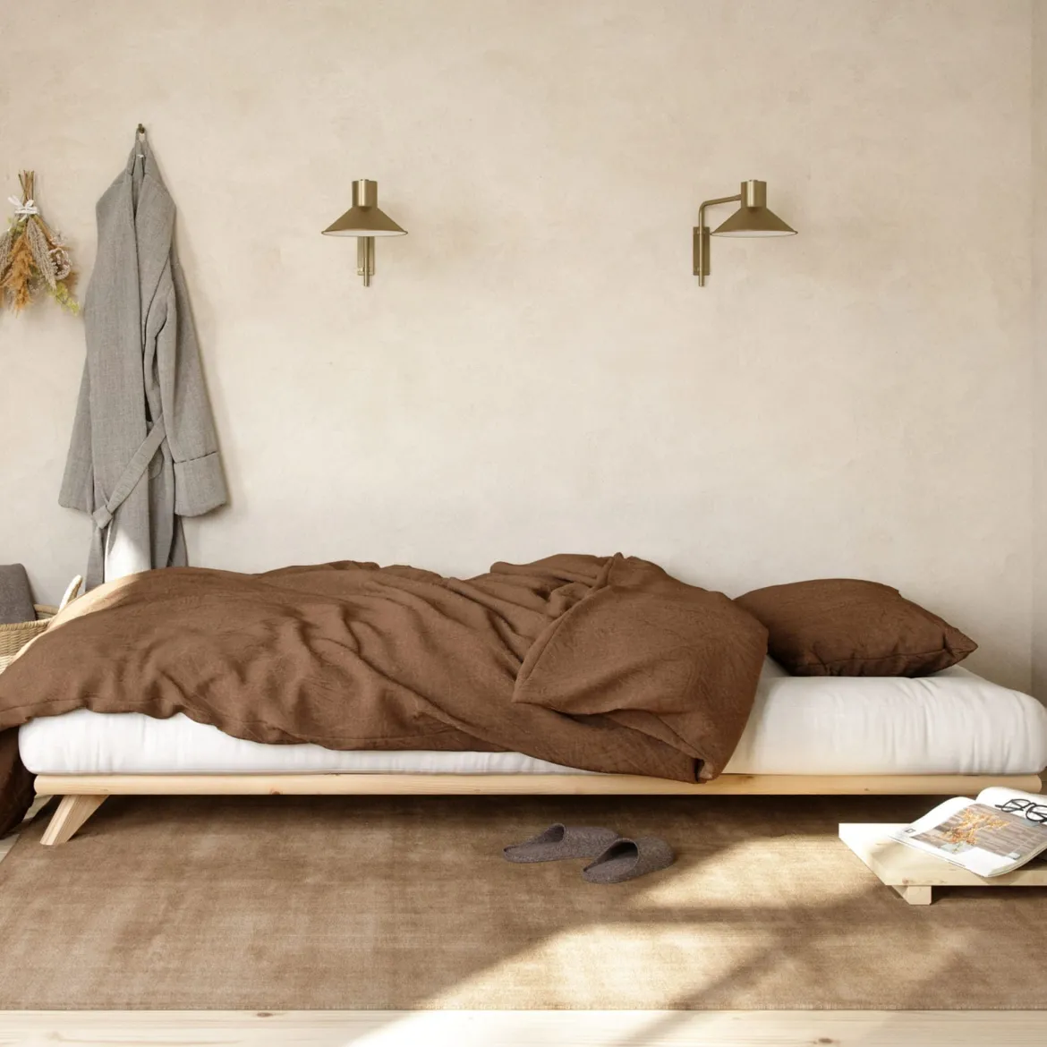 Lit futon SENZA en bois massif naturel