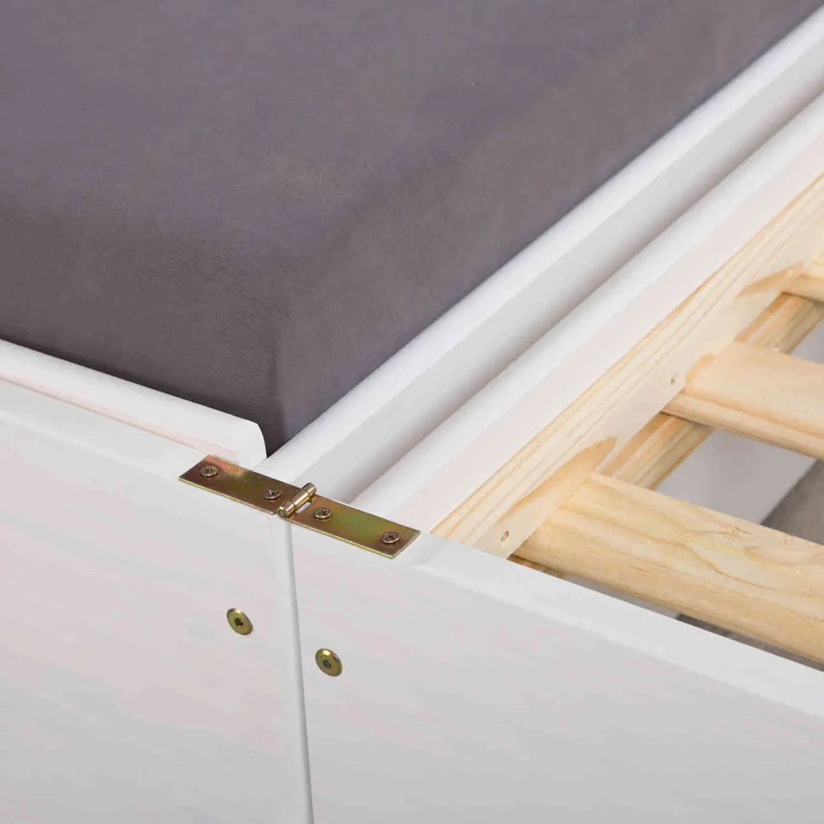 Lit gigogne 3 couchages en bois massif blanc laqué - LT12015