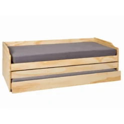 Lit gigogne 3 couchages en bois massif chêne clair 90x200 - LT12015