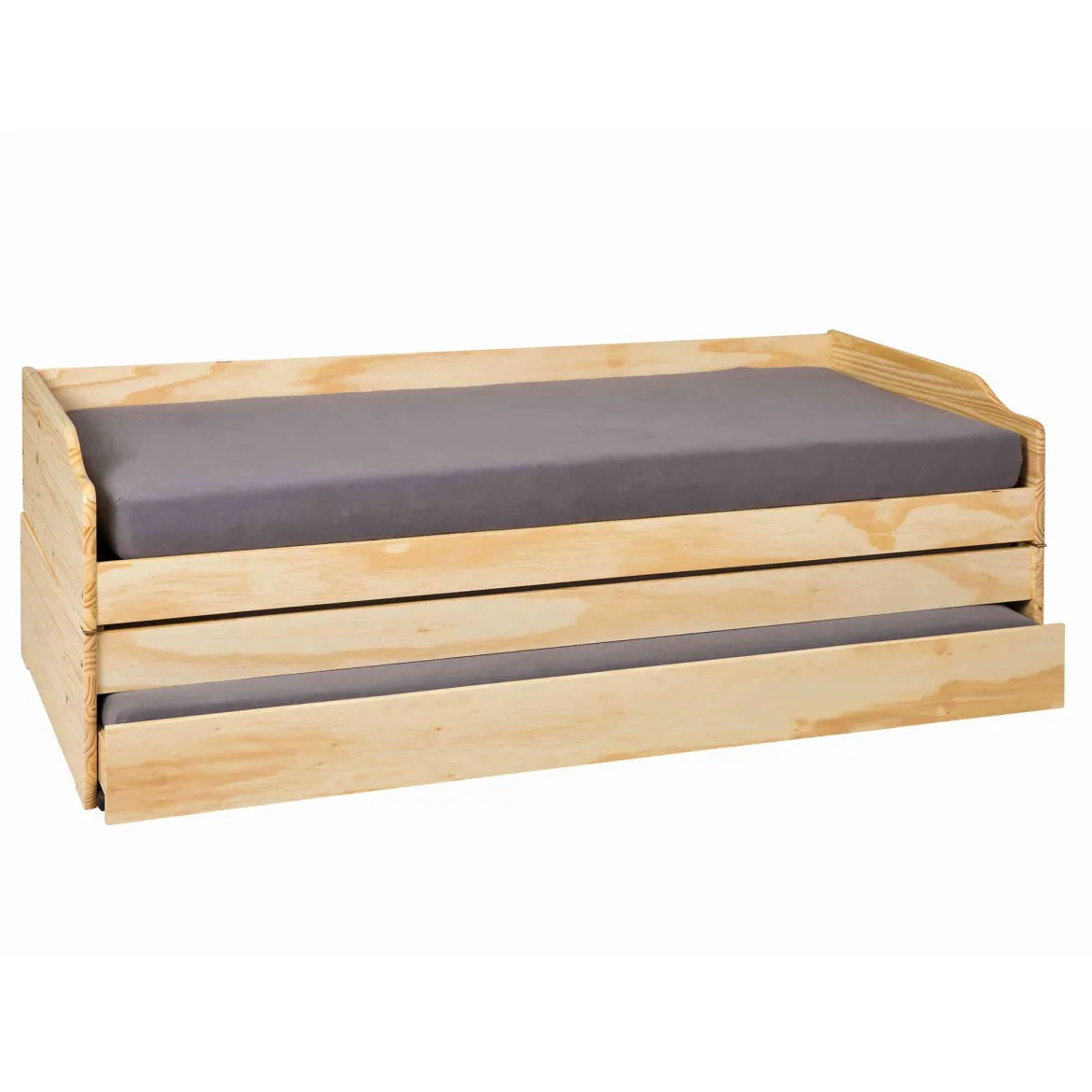 Lit gigogne 3 couchages en bois massif chêne clair 90x200 - LT12015