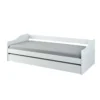 Lit gigogne en bois massif blanc avec sommier à lattes intégré 90x190 - LT12125