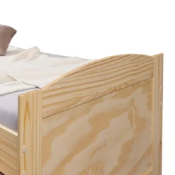 Lit gigogne 3 tiroirs en bois massif imitation chêne clair 90x200 - LT12006