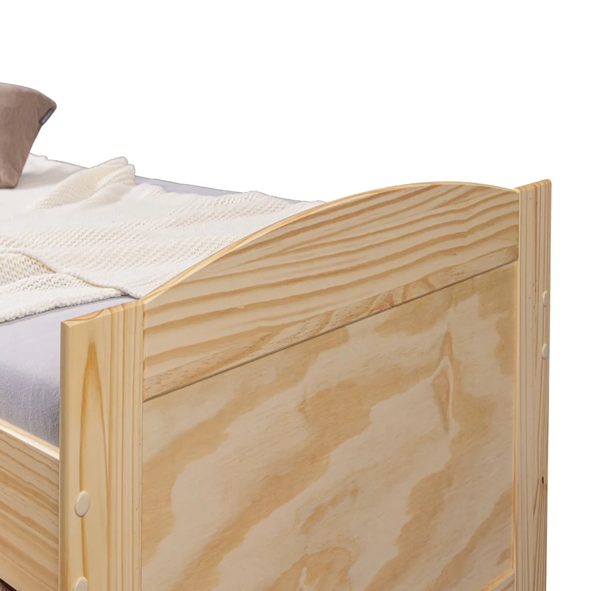 Lit gigogne 3 tiroirs en bois massif imitation chêne clair 90x200 - LT12006