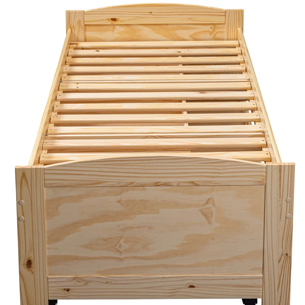 Lit gigogne 3 tiroirs en bois massif imitation chêne clair 90x200 - LT12006