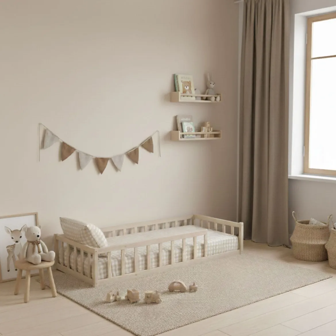 Lit inspiration Montessori enfant à barreaux